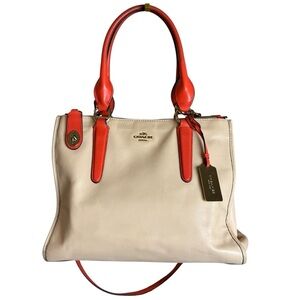 Coach Crosby Leather Carryall Two-Tone Colorblock Crossbody Satchel Bag